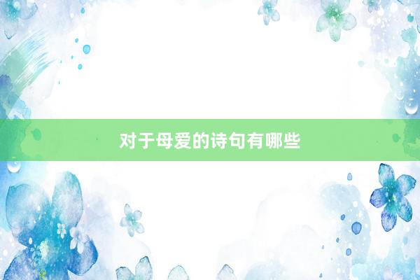 对于母爱的诗句有哪些
